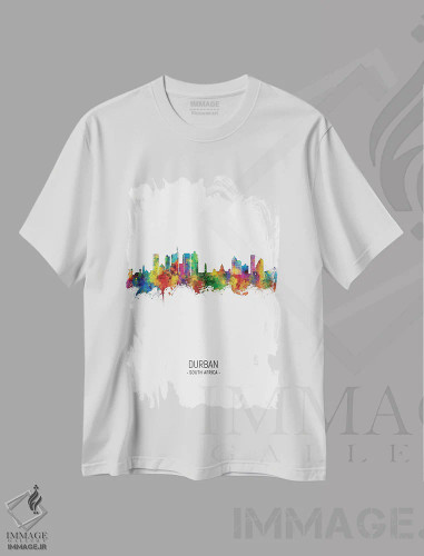 تیشرت سفید طرح دار – تیشرت گرافیکی ,نمای عمودی از افق دوربان، آفریقای جنوبی اثر مایکل تامپست فروشگاه ایماژ