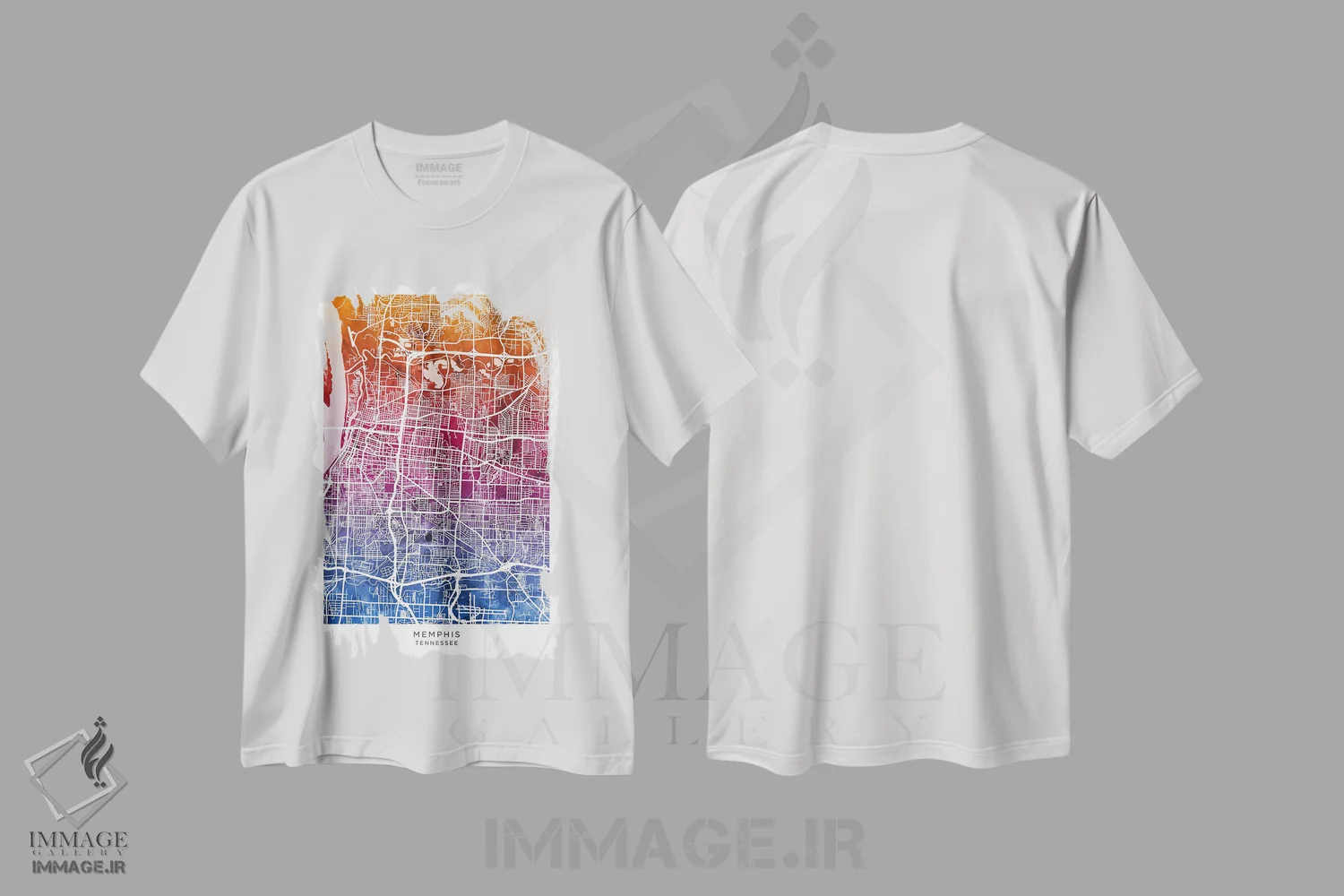تیشرت سفید طرح دار – تیشرت شهری ,نقشه ممفیس آبی-صورتی اثر مایکل تامپست immage.ir