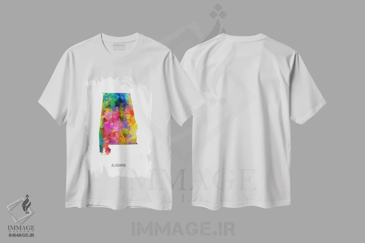 تیشرت سفید طرح دار – تیشرت نقشه آلاباما ,نقشه آلاباما اثر مایکل تامپست immage.ir