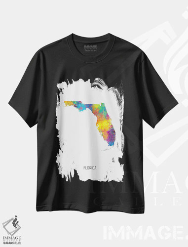 تیشرت مشکی طرح دار – تیشرت تابستانی ,نقشه فلوریدا اثر مایکل تامپست فروشگاه ایماژ