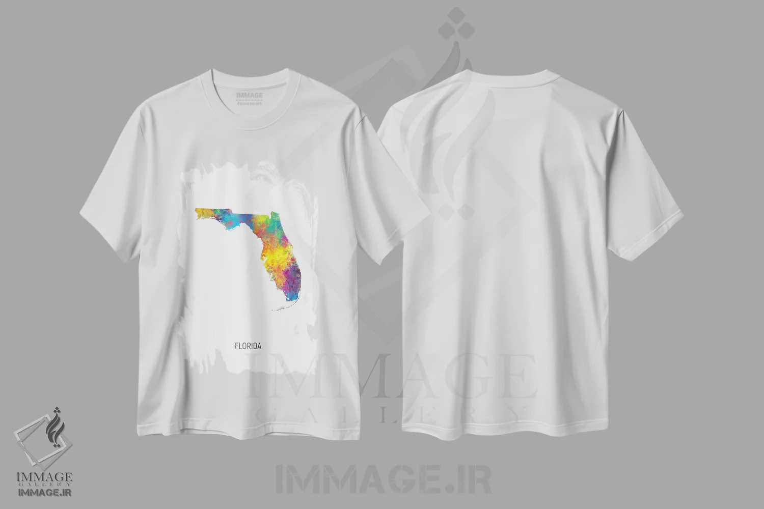 تیشرت سفید طرح دار – تیشرت تابستانی ,نقشه فلوریدا اثر مایکل تامپست immage.ir