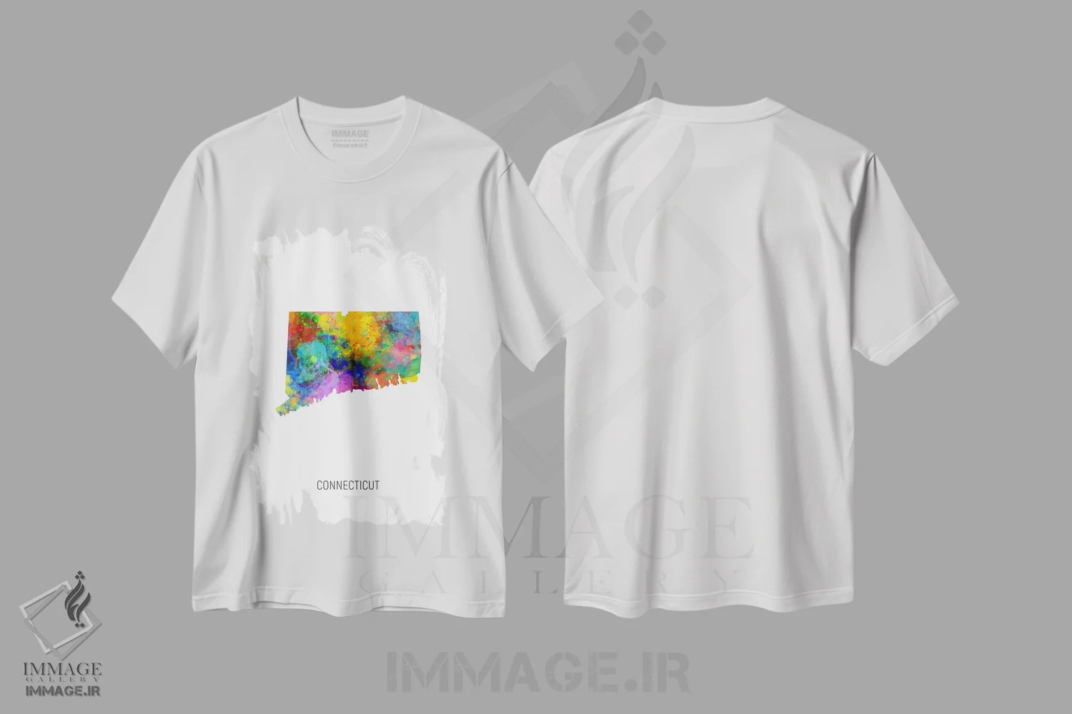 تیشرت سفید طرح دار – تیشرت نقشه ایالت ,نقشه کنتیکت اثر مایکل تامپست فروشگاه ایماژ