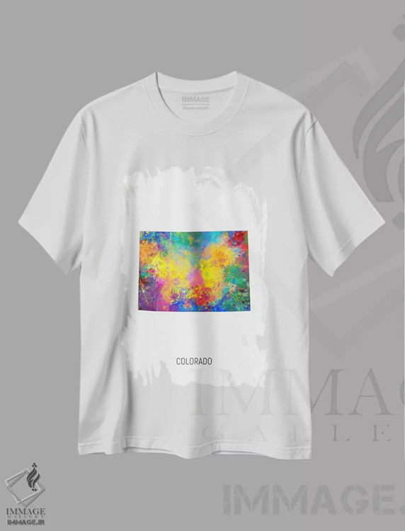 تیشرت سفید طرح دار – تیشرت طبیعت گردی ,نقشه کلرادو اثر مایکل تامپست immage.ir