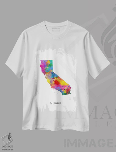 تیشرت سفید طرح دار – تیشرت شهری ,نقشه کالیفرنیا اثر مایکل تامپست فروشگاه ایماژ