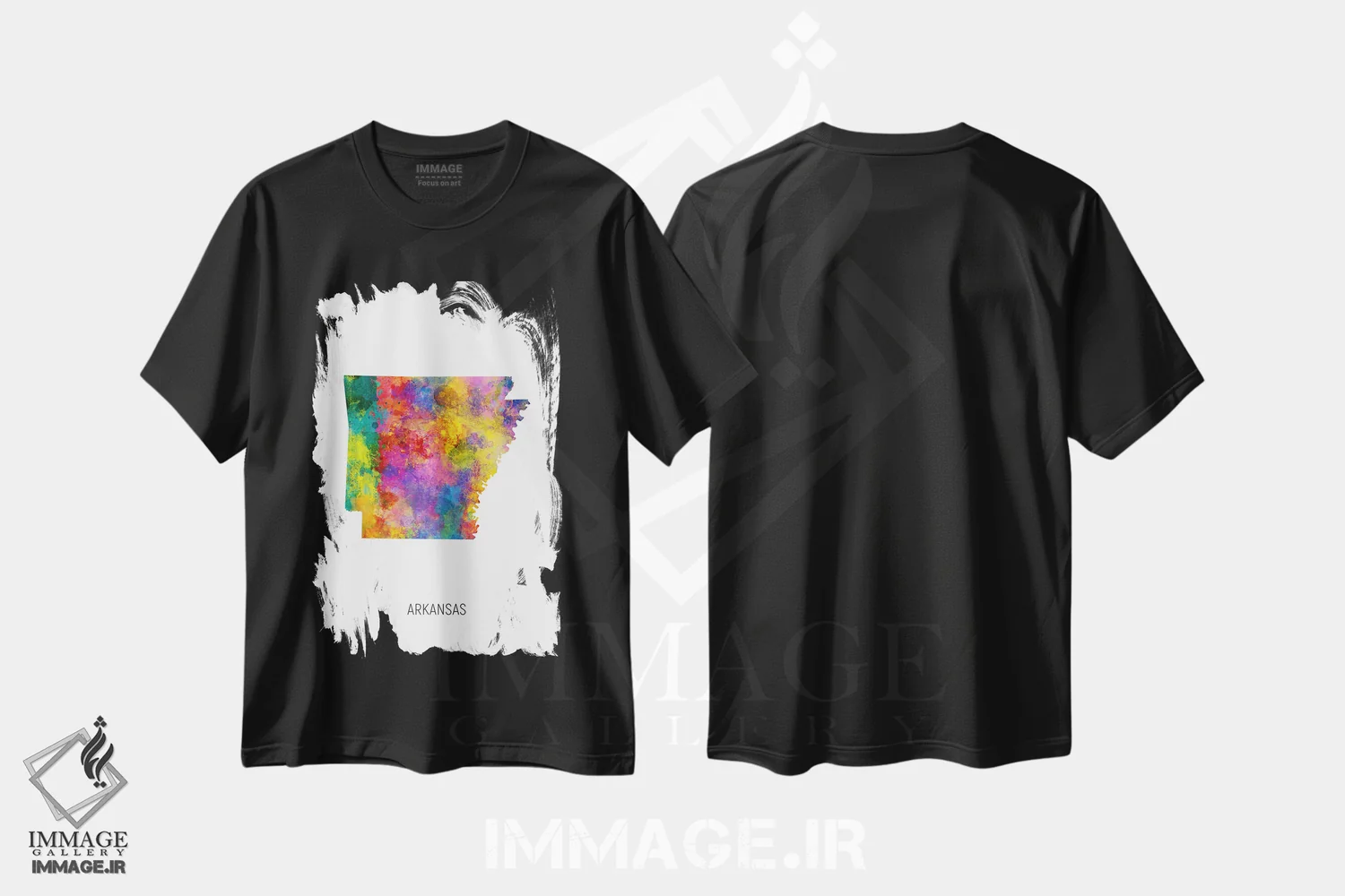 تیشرت مشکی طرح دار – تیشرت هنری ,نقشه آرکانزاس اثر مایکل تامپست فروشگاه ایماژ