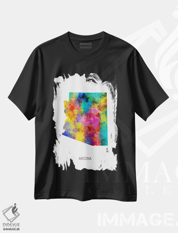 تیشرت مشکی طرح دار – تیشرت طبیعت ,نقشه آریزونا اثر مایکل تامپست immage.ir