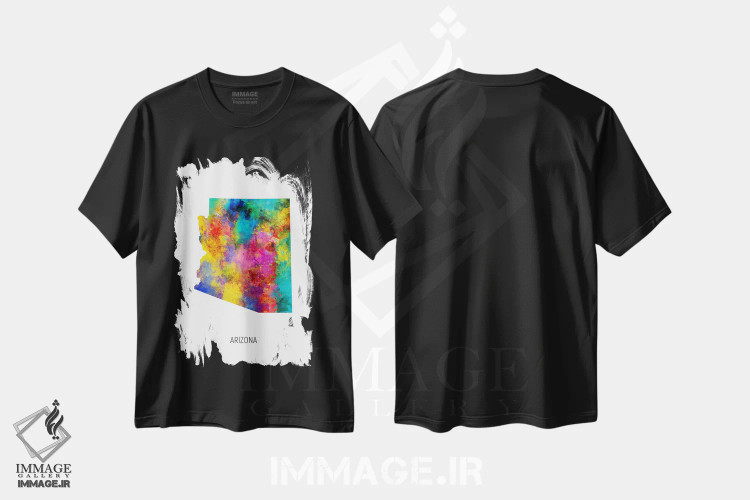 تیشرت مشکی طرح دار – تیشرت طبیعت ,نقشه آریزونا اثر مایکل تامپست immage.ir