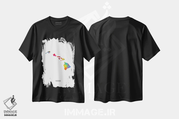 تیشرت مشکی طرح دار – تیشرت طبیعت ,نقشه هاوایی اثر مایکل تامپست فروشگاه ایماژ
