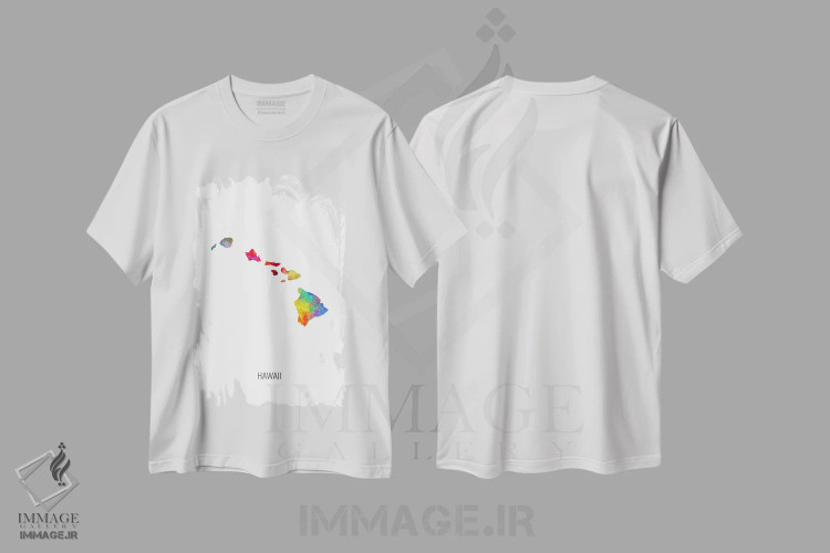 تیشرت سفید طرح دار – تیشرت طبیعت ,نقشه هاوایی اثر مایکل تامپست immage.ir