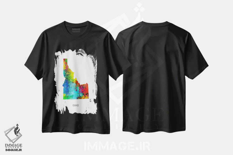 تیشرت مشکی طرح دار – تیشرت گرافیکی ,نقشه آیداهو اثر مایکل تامپست immage.ir