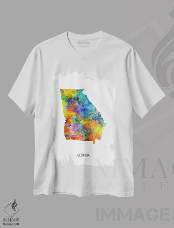 تیشرت سفید طرح دار – تیشرت هنری ,نقشه ایالت جورجیا اثر مایکل تامپست immage.ir