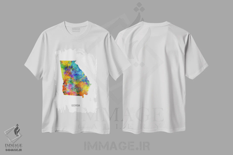 تیشرت سفید طرح دار – تیشرت هنری ,نقشه ایالت جورجیا اثر مایکل تامپست immage.ir
