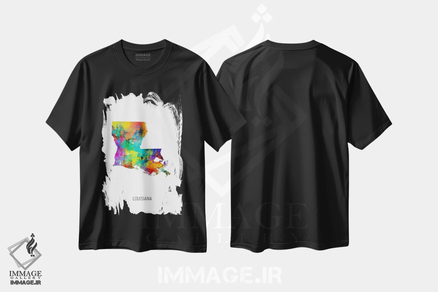 تیشرت مشکی طرح دار – تیشرت هنری ,نقشه لوئیزیانا اثر مایکل تامپست immage.ir