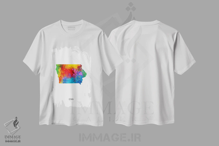 تیشرت سفید طرح دار – تیشرت هنری ,نقشه آیووا اثر مایکل تامپست immage.ir