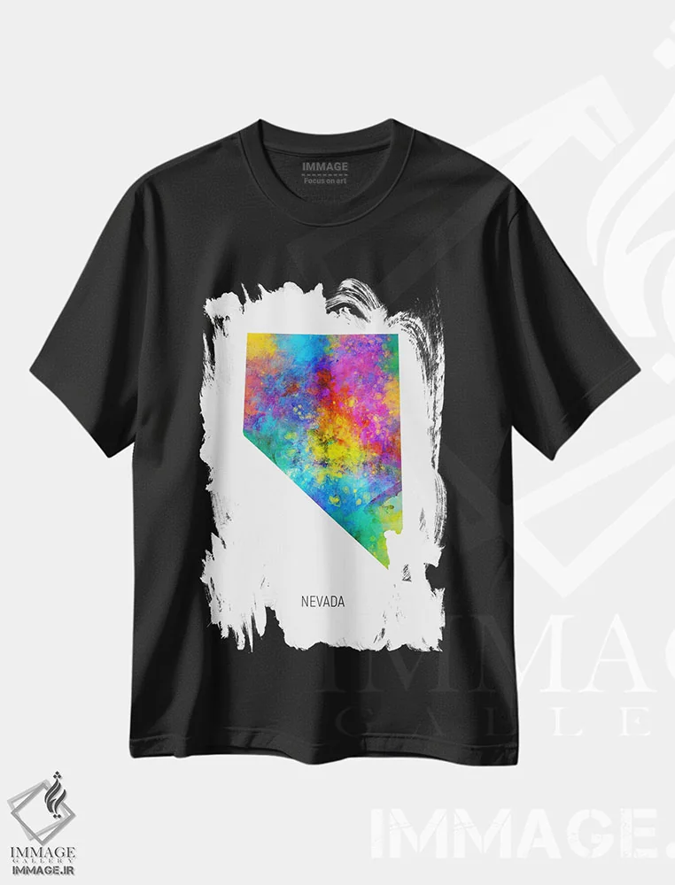 تیشرت مشکی طرح دار – تیشرت هنری ,نقشهٔ نوادا اثر مایکل تامپست فروشگاه ایماژ