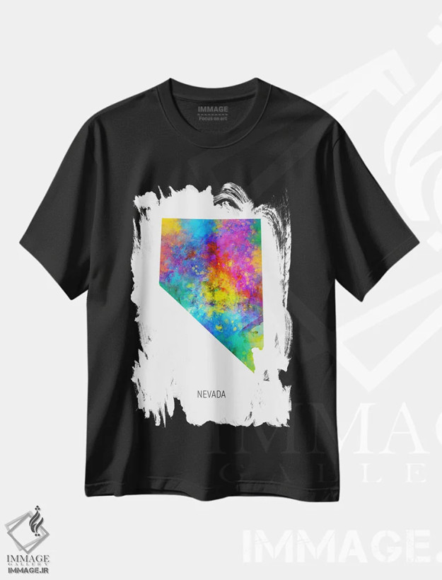 تیشرت مشکی طرح دار – تیشرت هنری ,نقشهٔ نوادا اثر مایکل تامپست فروشگاه ایماژ