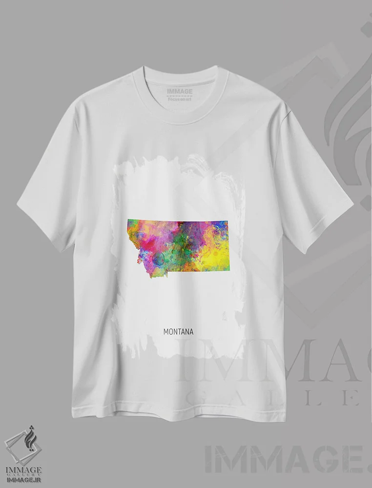 تیشرت سفید طرح دار – تیشرت طبیعت ,نقشهٔ مونتانا اثر مایکل تامپست immage.ir