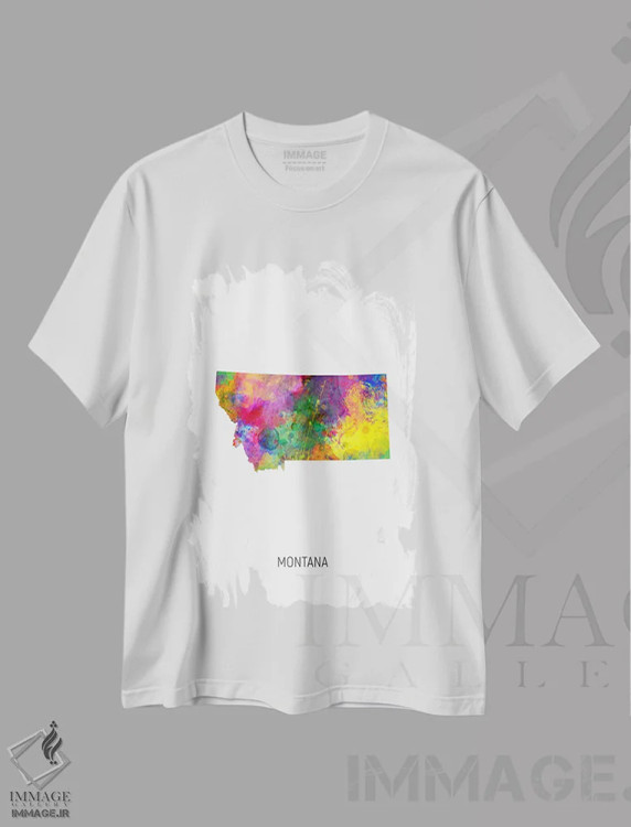 تیشرت سفید طرح دار – تیشرت طبیعت ,نقشهٔ مونتانا اثر مایکل تامپست immage.ir