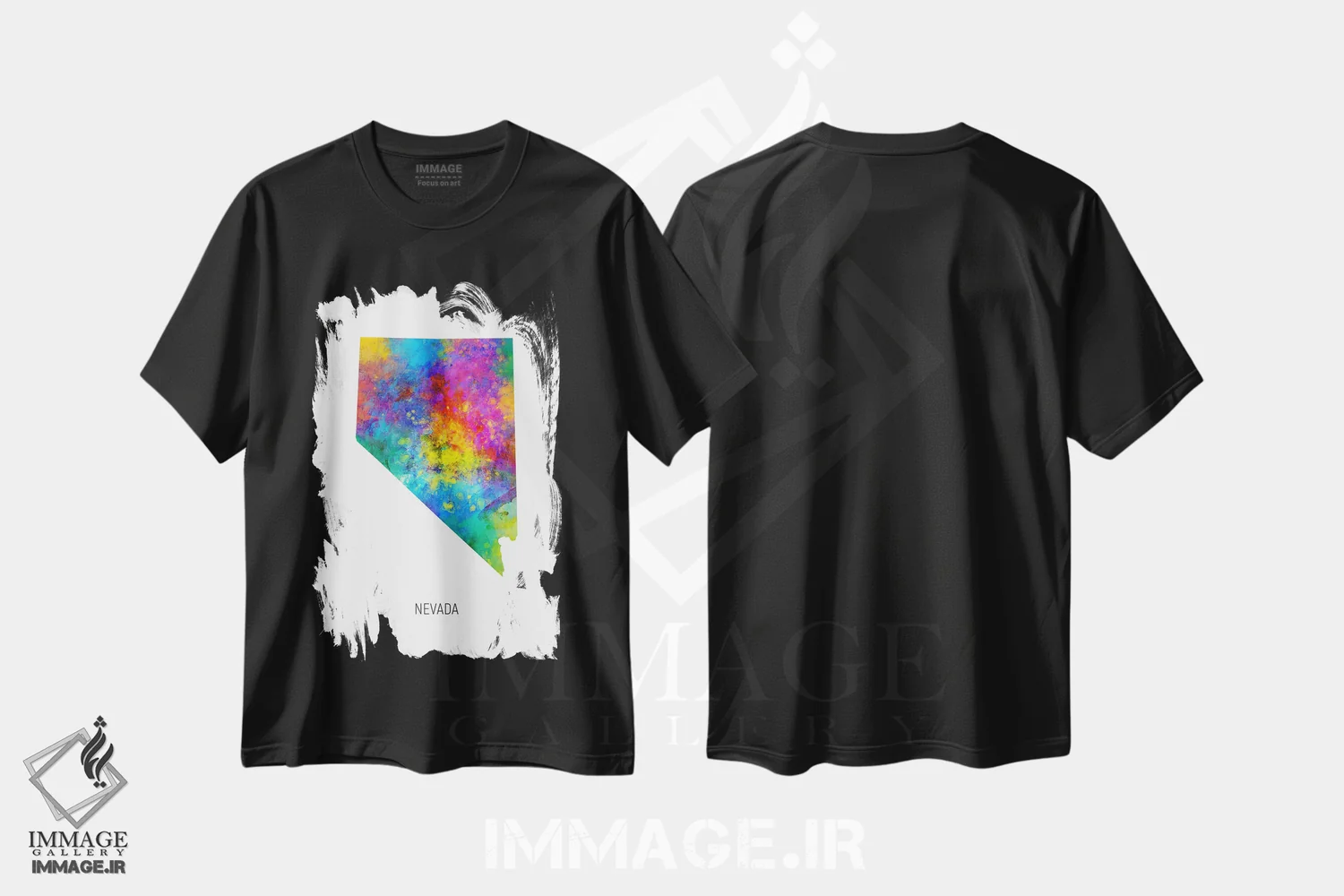 تیشرت مشکی طرح دار – تیشرت هنری ,نقشهٔ نوادا اثر مایکل تامپست فروشگاه ایماژ