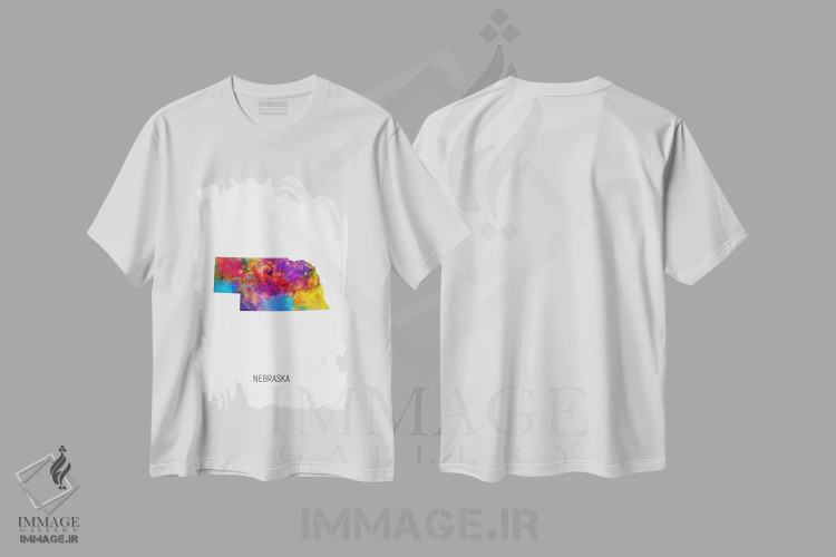 تیشرت سفید طرح دار – تیشرت گرافیکی ,نقشهٔ نبراسکا اثر مایکل تامپست فروشگاه ایماژ