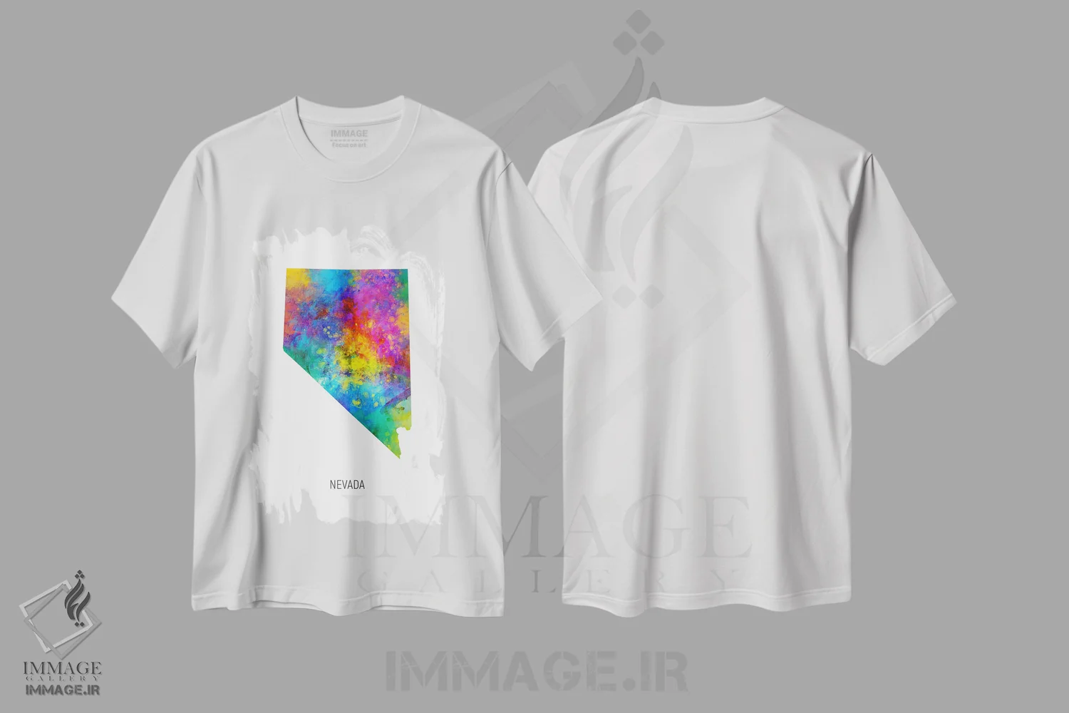 تیشرت سفید طرح دار – تیشرت هنری ,نقشهٔ نوادا اثر مایکل تامپست immage.ir