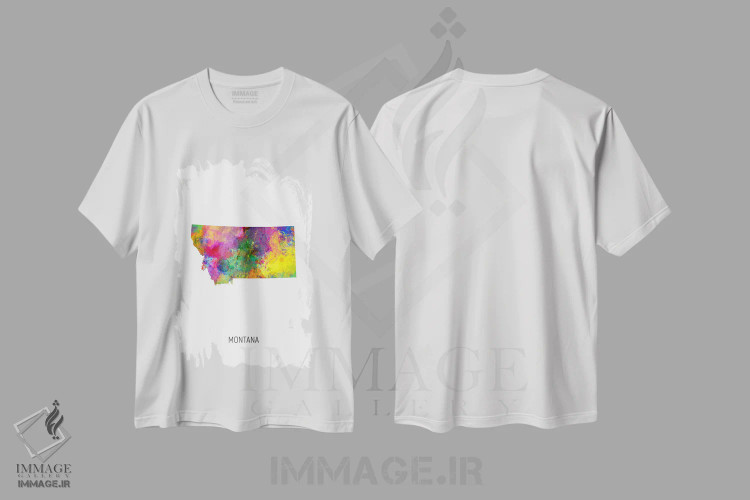 تیشرت سفید طرح دار – تیشرت طبیعت ,نقشهٔ مونتانا اثر مایکل تامپست immage.ir