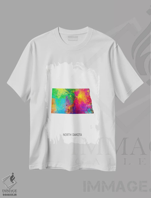 تیشرت سفید طرح دار – تیشرت طبیعت سردسیر ,نقشهٔ داکوتای شمالی اثر مایکل تامپست immage.ir