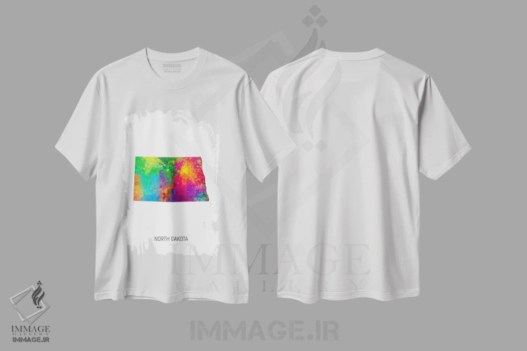 تیشرت سفید طرح دار – تیشرت طبیعت سردسیر ,نقشهٔ داکوتای شمالی اثر مایکل تامپست immage.ir