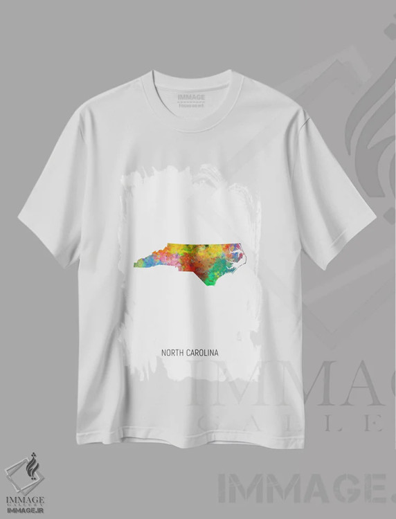 تیشرت سفید طرح دار – تیشرت گرافیکی ,نقشهٔ کارولینای شمالی اثر مایکل تامپست فروشگاه ایماژ