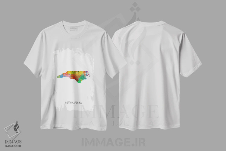 تیشرت سفید طرح دار – تیشرت گرافیکی ,نقشهٔ کارولینای شمالی اثر مایکل تامپست فروشگاه ایماژ
