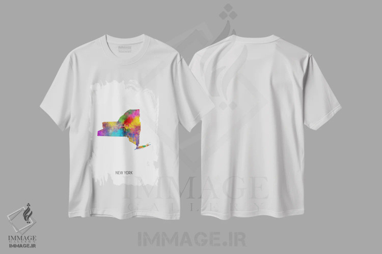 تیشرت سفید طرح دار – تیشرت شهری ,نقشهٔ نیویورک اثر مایکل تامپست immage.ir