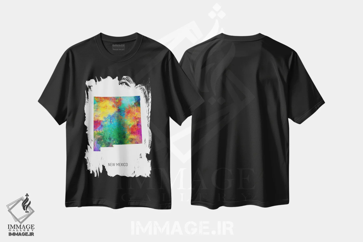 تیشرت مشکی طرح دار – تیشرت هنری ,نقشهٔ نیومکزیکو اثر مایکل تامپست immage.ir