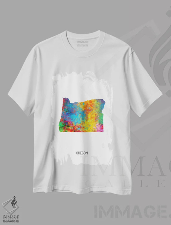 تیشرت سفید طرح دار – تیشرت طبیعت ,نقشهٔ اورگن اثر مایکل تامپست فروشگاه ایماژ