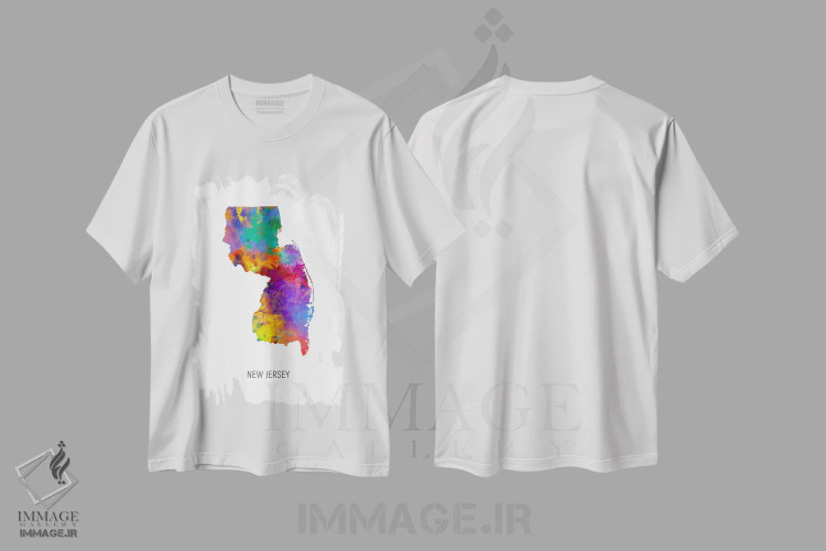 تیشرت سفید طرح دار – تیشرت نقشه ,نقشهٔ نیوجرسی اثر مایکل تامپست immage.ir
