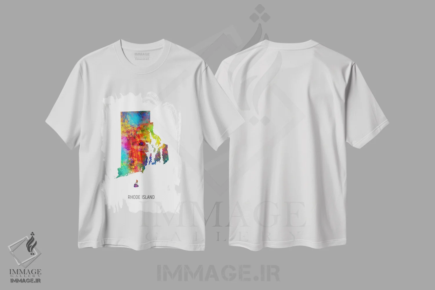 تیشرت سفید طرح دار – تیشرت مینیمال ,نقشهٔ رود آیلند اثر مایکل تامپست فروشگاه ایماژ