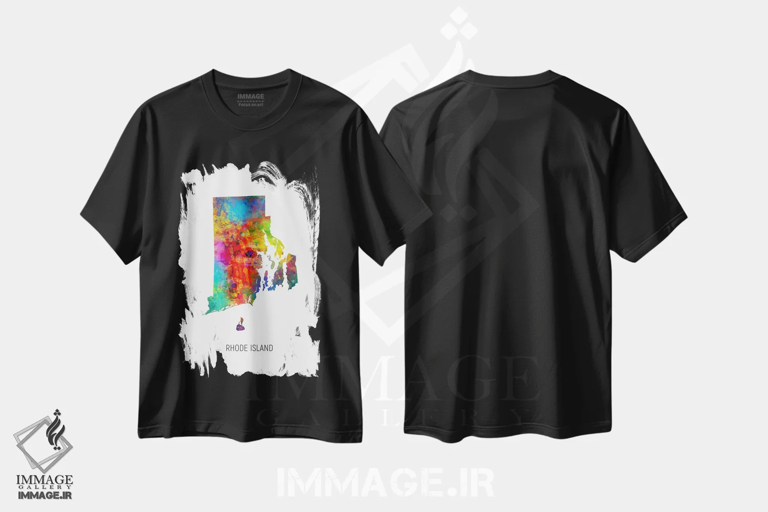 تیشرت مشکی طرح دار – تیشرت مینیمال ,نقشهٔ رود آیلند اثر مایکل تامپست immage.ir