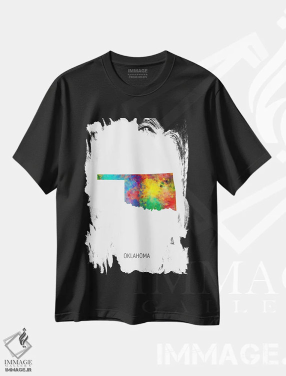 تیشرت مشکی طرح دار – تیشرت رنگی ,نقشهٔ اکلاهما اثر مایکل تامپست فروشگاه ایماژ