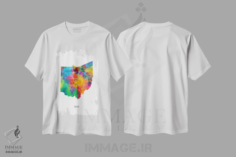 تیشرت سفید طرح دار – تیشرت گرافیکی ,نقشهٔ اوهایو اثر مایکل تامپست فروشگاه ایماژ