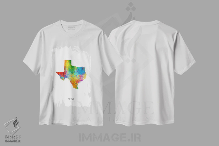 تیشرت سفید طرح دار – تیشرت شهری ,نقشهٔ تگزاس اثر مایکل تامپست فروشگاه ایماژ