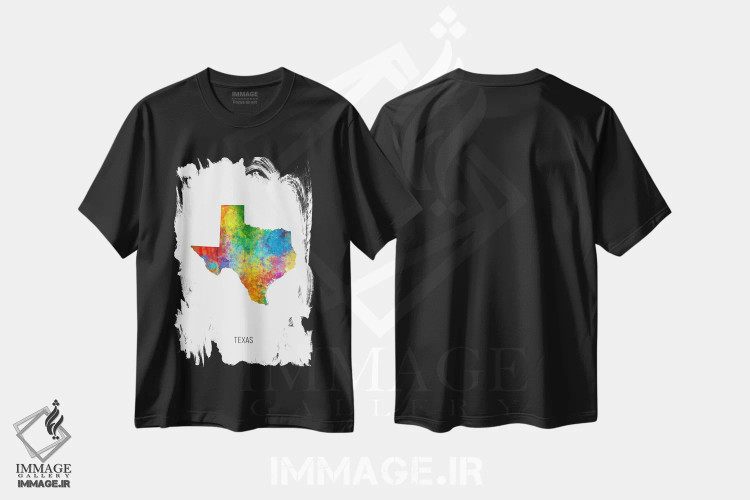 تیشرت مشکی طرح دار – تیشرت شهری ,نقشهٔ تگزاس اثر مایکل تامپست immage.ir