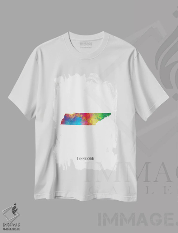 تیشرت سفید طرح دار – تیشرت سفر ,نقشهٔ تنسی اثر مایکل تامپست immage.ir