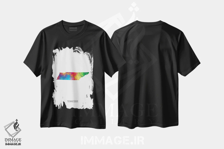 تیشرت مشکی طرح دار – تیشرت سفر ,نقشهٔ تنسی اثر مایکل تامپست فروشگاه ایماژ