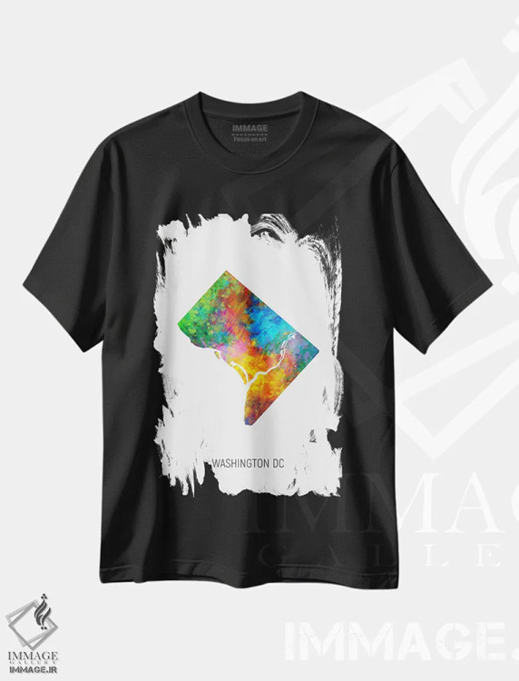 تیشرت مشکی طرح دار – تیشرت شهری ,نقشهٔ واشینگتن دی سی اثر مایکل تامپست فروشگاه ایماژ