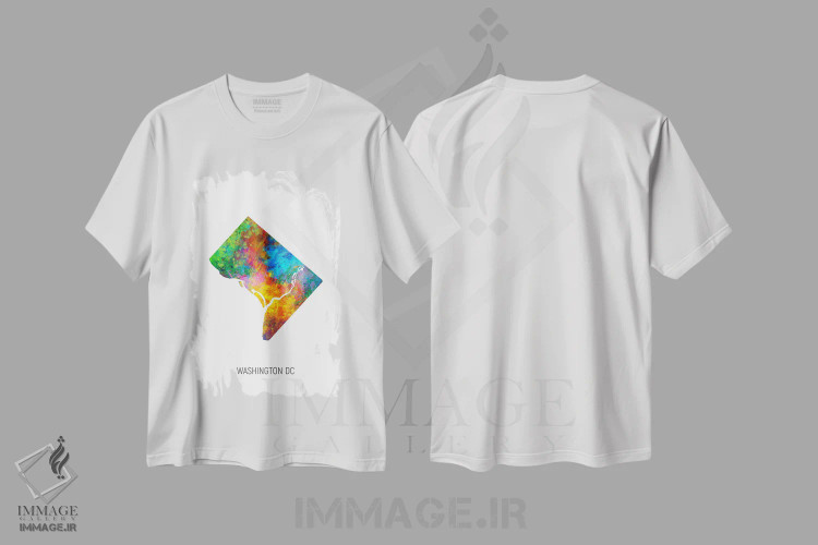تیشرت سفید طرح دار – تیشرت شهری ,نقشهٔ واشینگتن دی سی اثر مایکل تامپست immage.ir