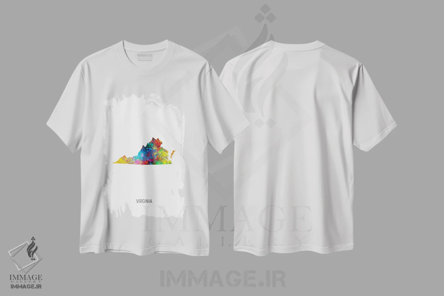 تیشرت سفید طرح دار – تیشرت نقشه ,نقشهٔ ویرجینیا اثر مایکل تامپست فروشگاه ایماژ
