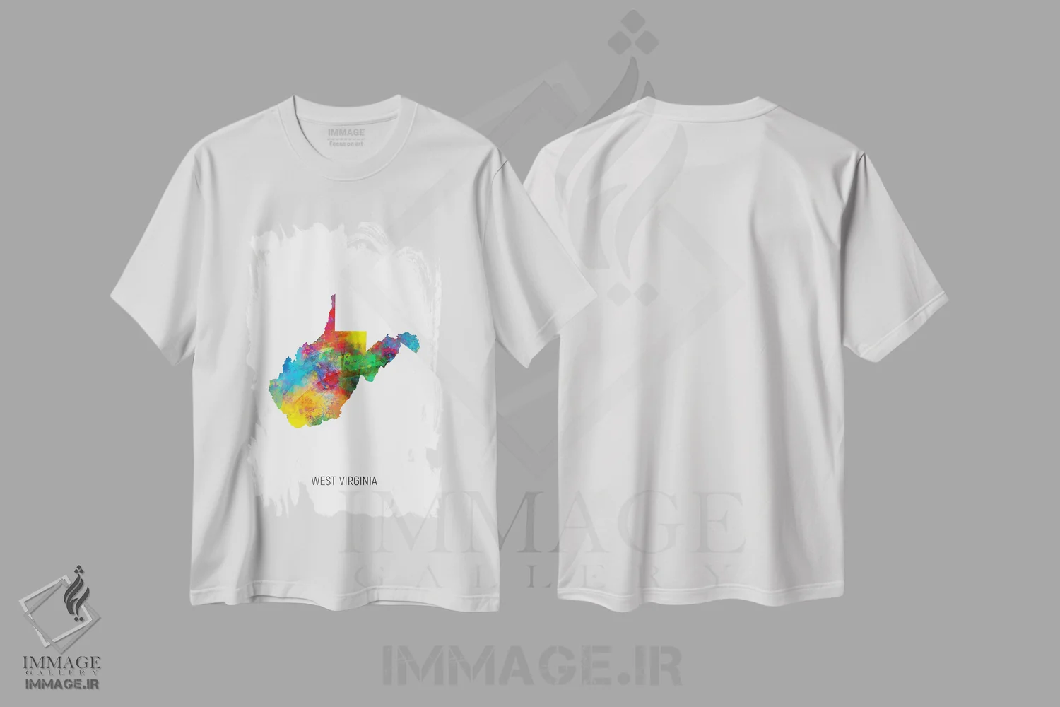 تیشرت سفید طرح دار – تیشرت نقشه ,نقشهٔ ایالت ویرجینیای غربی اثر مایکل تامپست فروشگاه ایماژ