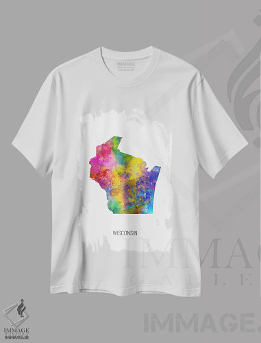 تیشرت سفید طرح دار – تیشرت هنری ,نقشهٔ ویسکانسین اثر مایکل تامپست فروشگاه ایماژ