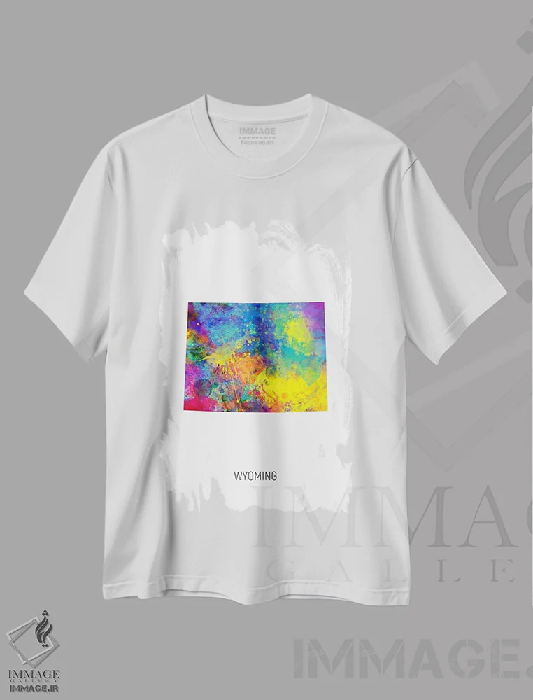 تیشرت سفید طرح دار – تیشرت نقشه ,نقشهٔ وایومینگ اثر مایکل تامپست immage.ir