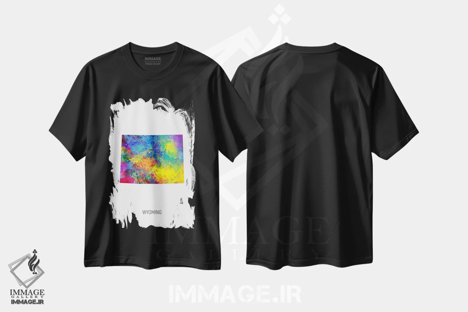 تیشرت مشکی طرح دار – تیشرت نقشه ,نقشهٔ وایومینگ اثر مایکل تامپست فروشگاه ایماژ
