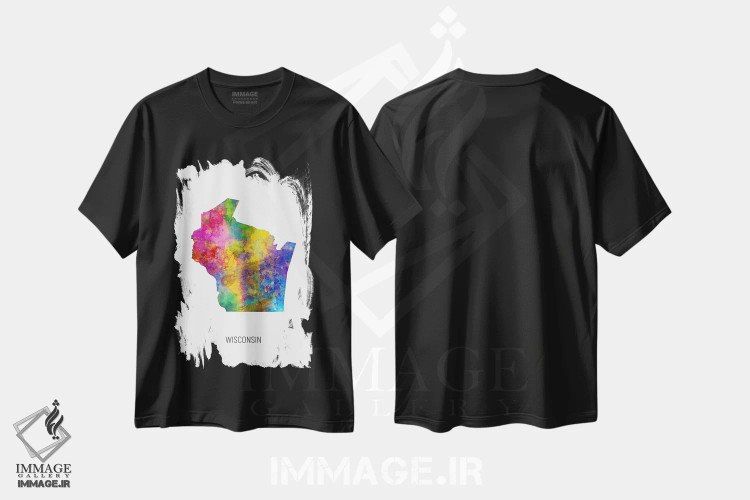 تیشرت مشکی طرح دار – تیشرت هنری ,نقشهٔ ویسکانسین اثر مایکل تامپست immage.ir
